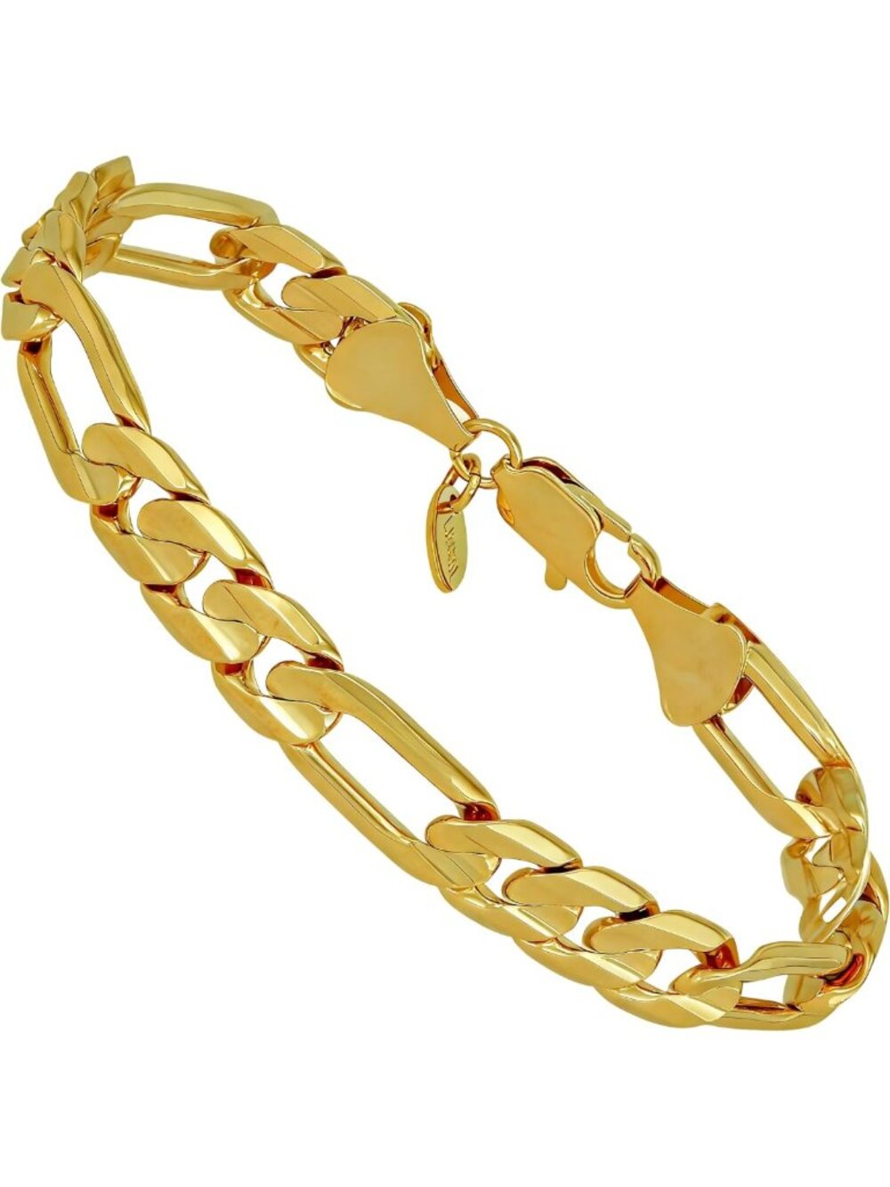 9mm Figaro Chain Bracelet for Men & Women - 24k Gold Plated Jewelry Accessory